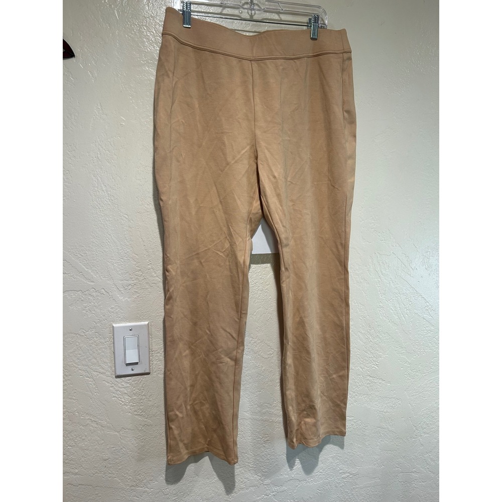 Soft Surroundings Womens Tan Beige Pull On Straight Leg Leggings Pants Size L
